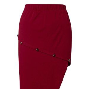 Wine Red High Rise Plus Size Asymmetrical Skirt